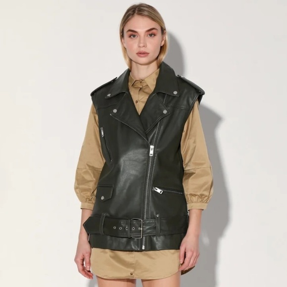 Walter Baker Edie Lamb Leather Vest in Basil